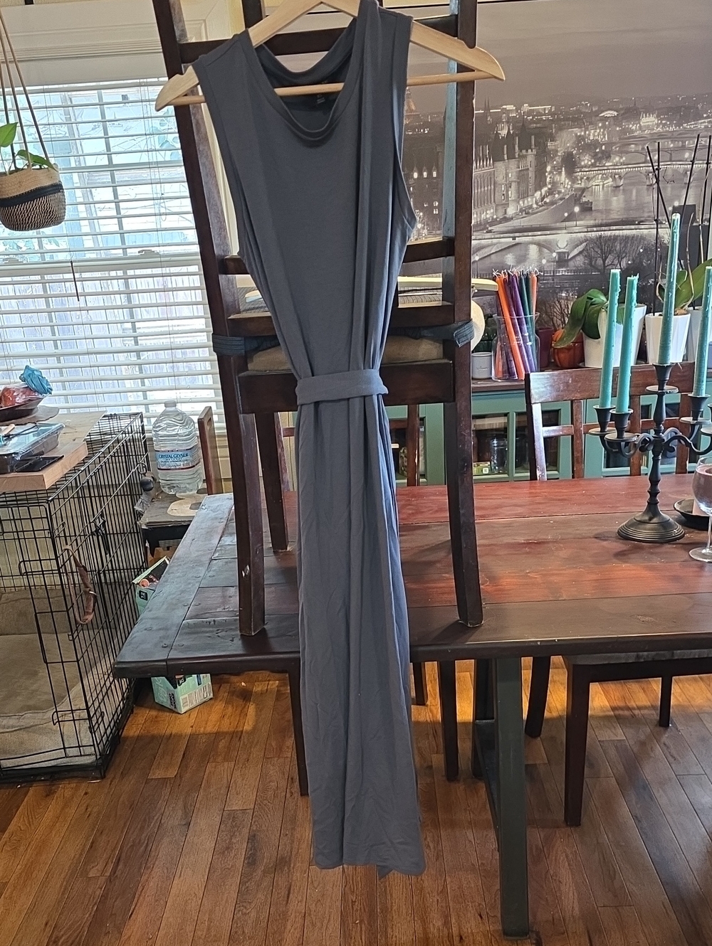 Banana Republic Slate Blue Sleeveless Maxi Dress with Belt
